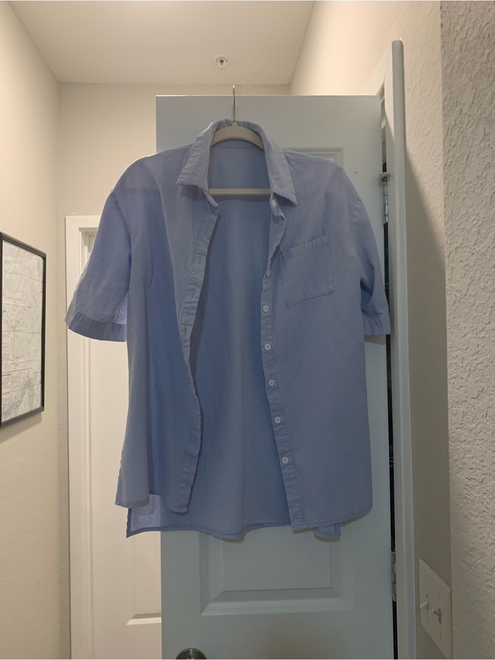 SHEIN Light Blue Short Sleeve Button-Down Shirt